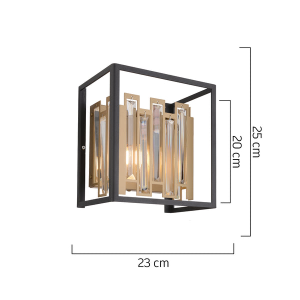 Aplica Cristal Hubrom, ADRAN 3916-01W-BL-FR 23x25 cm 1xE14-40W Negru /Antiq