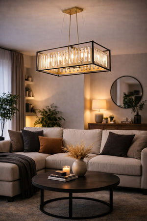 Lustra Cristal HubRom, ADRAN 3916-06-BL-FR 56x100 cm 6xE14-40W Negru /Antiq