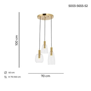Lustra HubRom, AKCAY 5003-5655-52 40x40xHmax70-100 cm 3xE14-40W Antiq