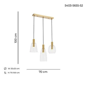 Lustra HubRom, AKCAY 5403-5655-52 55x20xHmax70-100 cm 3xE14-40W Antiq