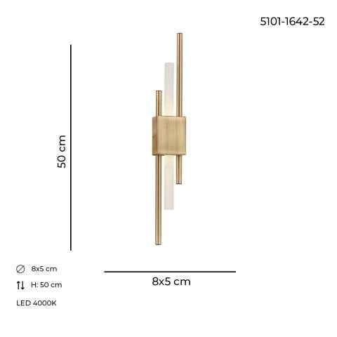 Aplica Led HubRom, AKRILIK Antiq 5101-1642-52 8x5xHmax50 cm 4000 K Lumina Neutra