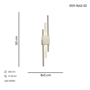 Aplica Led HubRom, AKRILIK Crom Satinat 5101-1642-53 8x5xHmax50 cm 4000 K Lumina Neutra