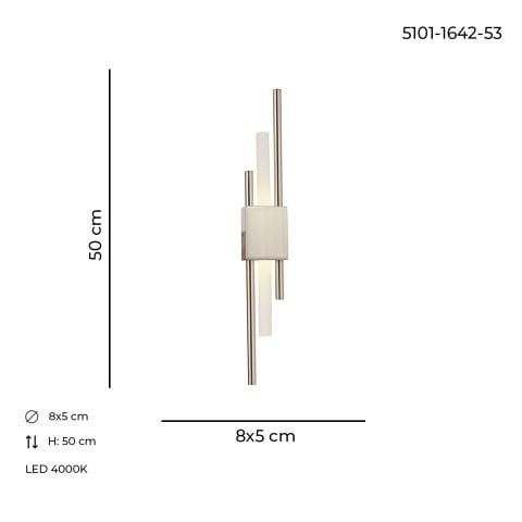 Aplica Led HubRom, AKRILIK Crom Satinat 5101-1642-53 8x5xHmax50 cm 4000 K Lumina Neutra