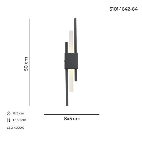 Aplica Led HubRom, AKRILIK Negru 5101-1642-64 8x5xHmax50 cm 4000 K Lumina Neutra