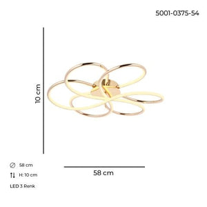 Plafoniera Led HubRom, ALVIYA Auriu  5001-0375-54 58x58xHmax10 cm Lumina Calda,Rece,Neutra