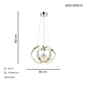 Lustra Led HubRom, ALYA Crom 5001-0378-51 25x35xHmax90 cm Lumina Calda,Rece,Neutra