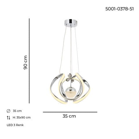 Lustra Led HubRom, ALYA Crom 5001-0378-51 25x35xHmax90 cm Lumina Calda,Rece,Neutra