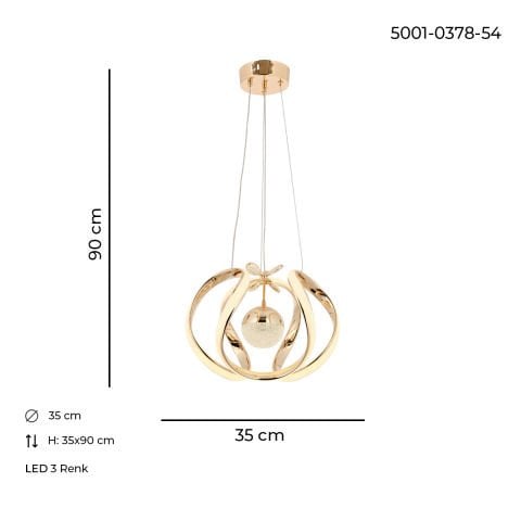 Lustra Led HubRom, ALYA Auriu 5001-0378-54 25x35xHmax90 cm Lumina Calda,Rece,Neutra