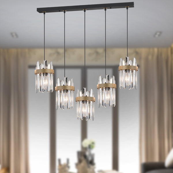 Lustra Cristal HubRom, APATIT 3944-05S-BL 80x80 cm 5xE27-60W Negru /Antiq