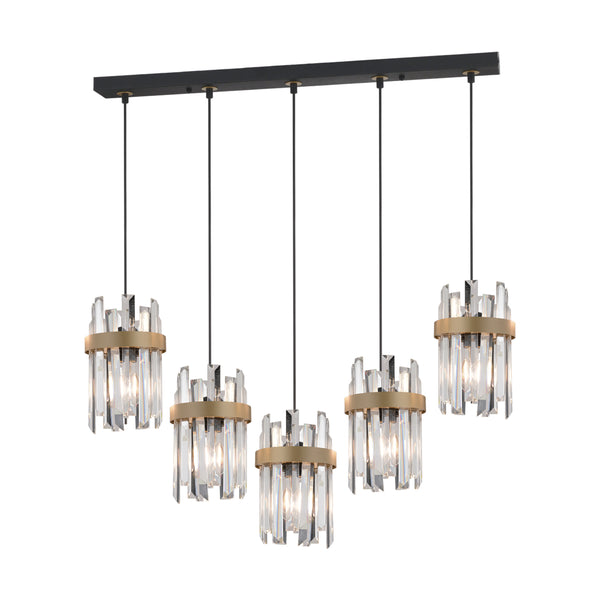 Lustra Cristal HubRom, APATIT 3944-05S-BL 80x80 cm 5xE27-60W Negru /Antiq