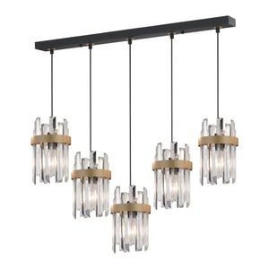 Lustra Cristal HubRom, APATIT 3944-05S-BL 80x80 cm 5xE27-60W Negru /Antiq