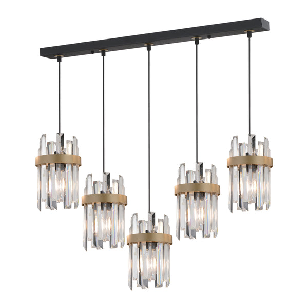 Lustra Cristal HubRom, APATIT 3944-05S-BL 80x80 cm 5xE27-60W Negru /Antiq