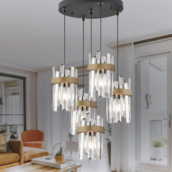 Lustra Cristal HubRom, APATIT 3944-05Y-BL 50x80 cm 5xE27-60W Negru /Antiq