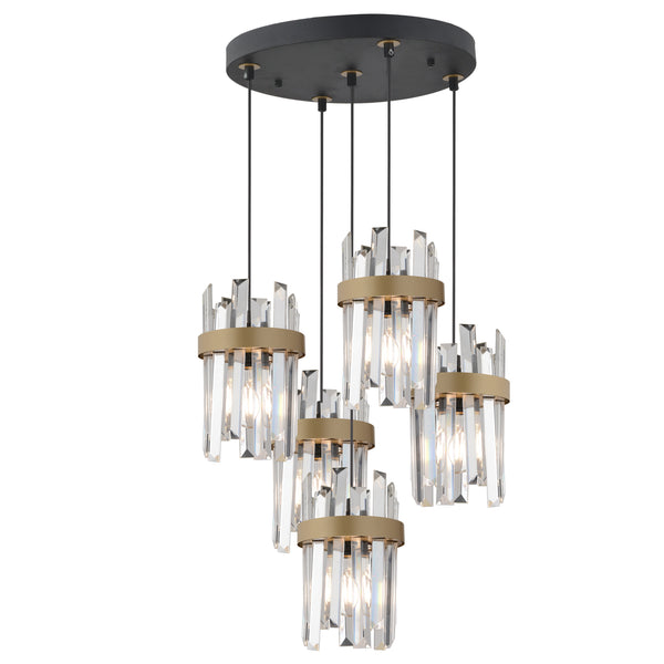 Lustra Cristal HubRom, APATIT 3944-05Y-BL 50x80 cm 5xE27-60W Negru /Antiq