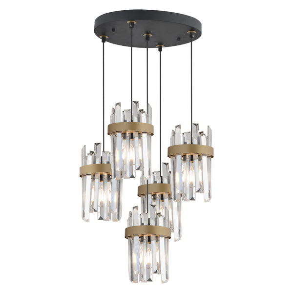 Lustra Cristal HubRom, APATIT 3944-05Y-BL 50x80 cm 5xE27-60W Negru /Antiq