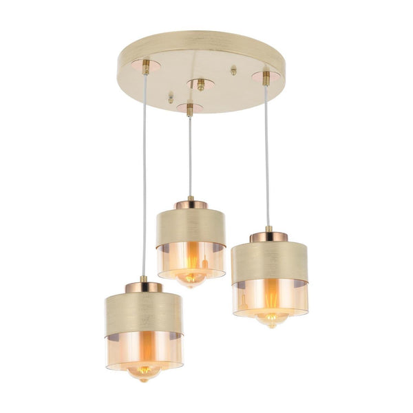 Lustra HubRom, BORIS 3353-03-CR 55x70 cm 3xE27-60W Crem Patina Auriu