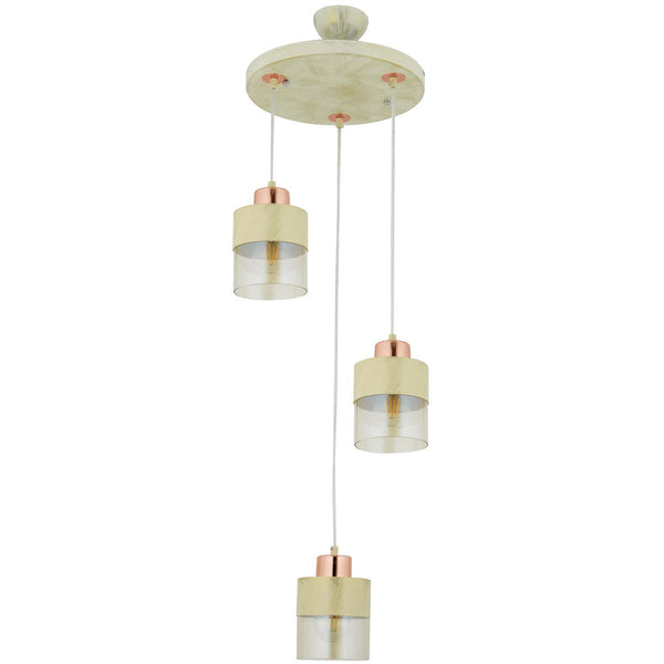 Lustra HubRom, BORIS 3353-03-CR 55x70 cm 3xE27-60W Crem Patina Auriu