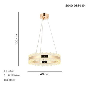 Lustra Led HubRom, ARES Auriu 5040-0384-83 40x40xHmax100 cm Lumina Calda,Rece,Neutra