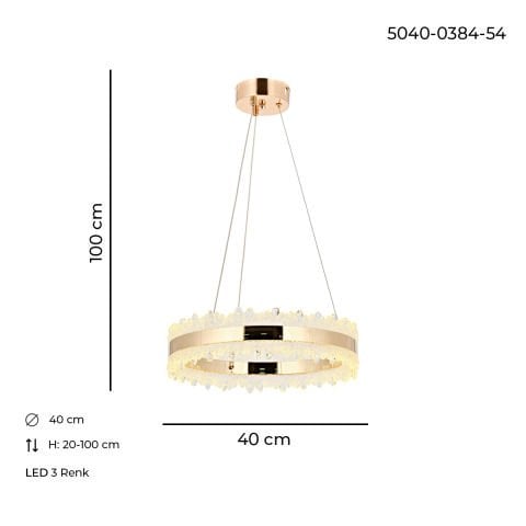 Lustra Led HubRom, ARES Auriu 5040-0384-83 40x40xHmax100 cm Lumina Calda,Rece,Neutra