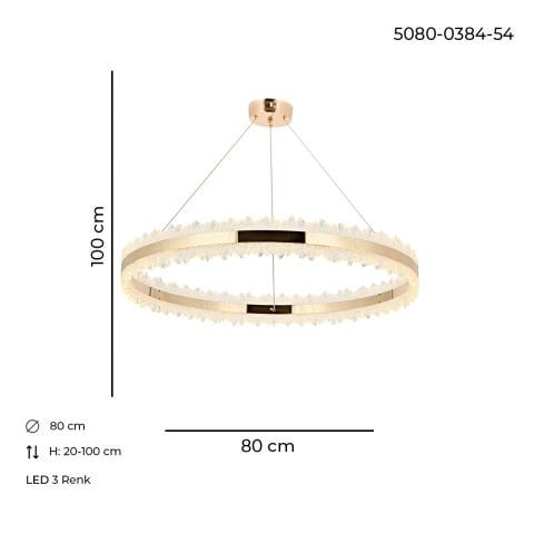 Lustra Led HubRom, ARES Auriu 5080-0384-83 80x80xHmax100 cm Lumina Calda,Rece,Neutra
