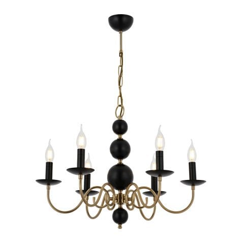 Lustra HubRom, ARGUN 5006-0926-64 65x65xHmax85 cm 6xE14-40W Negru / Antiq