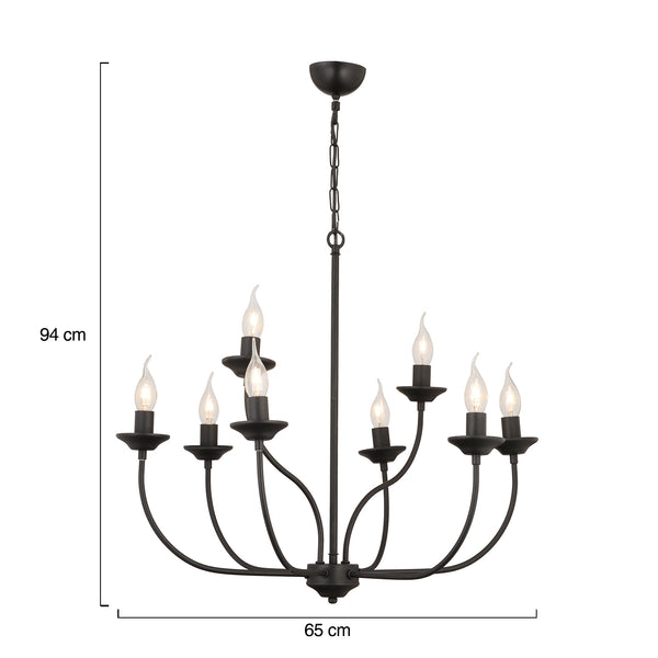 Lustra HubRom, ARIANE 3676-08-BL 65x94 cm 8xE14-40W Negru