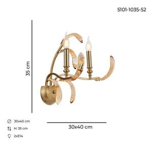 Aplica HubRom, ARTE 5101-1035-52 30x40xHmax35 cm 2xE14-40W Antiq