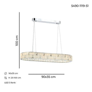 Lustra Led Cristal HubRom, ASIR Crom 5490-1119-51 90x35xHmax100 cm Lumina Calda,Rece,Neutra