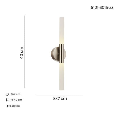 Aplica Led HubRom, BAT Crom Satinat 5101-3015-53 8x7xHmax40 cm 4000 K Lumina Neutra