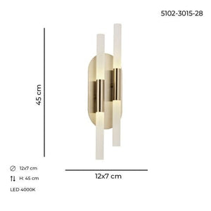 Aplica Led HubRom, BAT Brass 5102-3015-28 12x7xHmax45 cm 4000 K Lumina Neutra