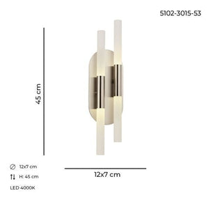Aplica Led HubRom, BAT Crom Satinat 5102-3015-53 12x7xHmax45 cm 4000 K Lumina Neutra