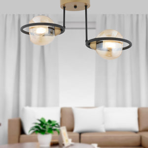 Plafonieara HubRom, BECCA 4100-02-FR-BL 50x35 cm 2xE27-60W Negru /Antiq