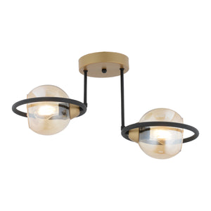 Plafonieara HubRom, BECCA 4100-02-FR-BL 50x35 cm 2xE27-60W Negru /Antiq