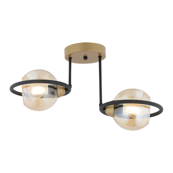 Plafonieara HubRom, BECCA 4100-02-FR-BL 50x35 cm 2xE27-60W Negru /Antiq