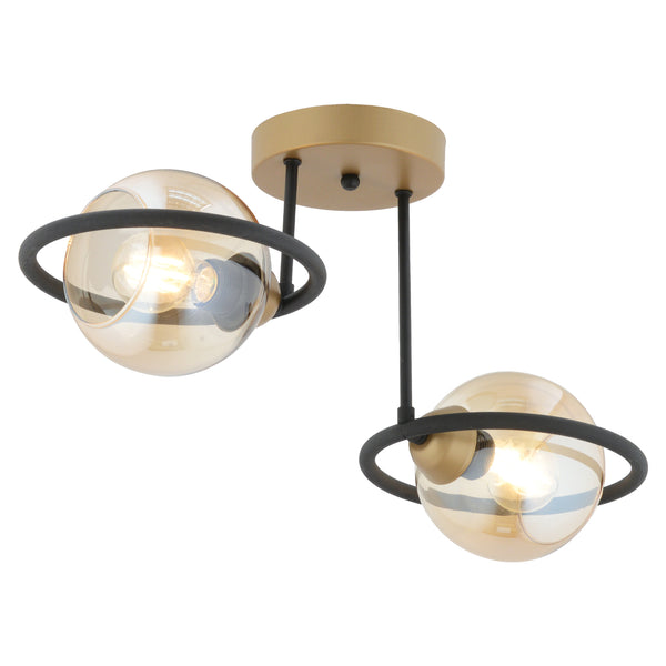 Plafonieara HubRom, BECCA 4100-02-FR-BL 50x35 cm 2xE27-60W Negru /Antiq