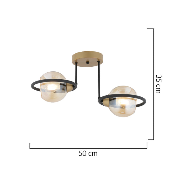 Plafonieara HubRom, BECCA 4100-02-FR-BL 50x35 cm 2xE27-60W Negru /Antiq