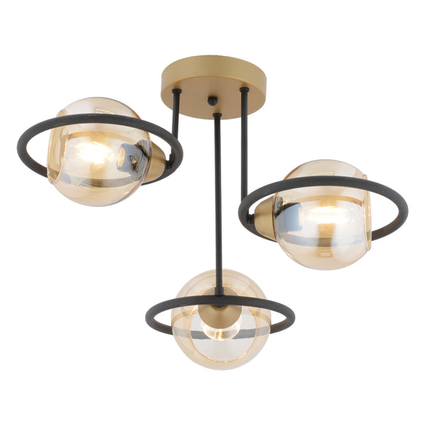 Plafonieara HubRom, BECCA 4100-03-FR-BL 50x38 cm 3xE27-60W Negru /Antiq