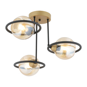 Plafonieara HubRom, BECCA 4100-03-FR-BL 50x38 cm 3xE27-60W Negru /Antiq