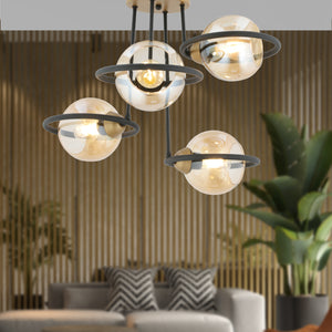 Plafonieara HubRom, BECCA 4100-04-FR-BL 53x53 cm 4xE27-60W Negru /Antiq