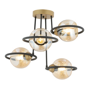 Plafonieara HubRom, BECCA 4100-04-FR-BL 53x53 cm 4xE27-60W Negru /Antiq