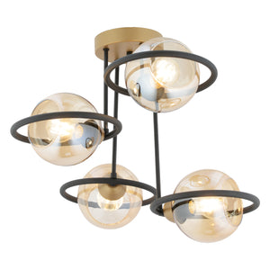 Plafonieara HubRom, BECCA 4100-04-FR-BL 53x53 cm 4xE27-60W Negru /Antiq