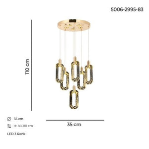 Lustra Led HubRom, BESTE Auriu 5006-2995-83 35x35xHmax110 cm Lumina Calda,Rece,Neutra