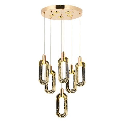 Lustra Led HubRom, BESTE Auriu 5006-2995-83 35x35xHmax110 cm Lumina Calda,Rece,Neutra