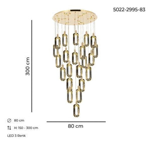 Lustra Led HubRom, BESTE Auriu 5022-2995-83 80x80xHmax150-300 cm Lumina Calda,Rece,Neutra