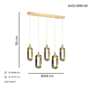 Lustra Led HubRom, BESTE Auriu 5405-2995-83 60x8xHmax110 cm Lumina Calda,Rece,Neutra