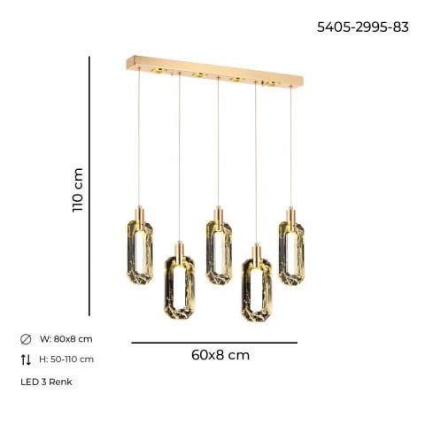 Lustra Led HubRom, BESTE Auriu 5405-2995-83 60x8xHmax110 cm Lumina Calda,Rece,Neutra