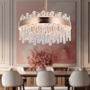 Lustra Led Cristal HubRom, DIANDRA 24029-50Y 50x90 cm 53 W Auriu