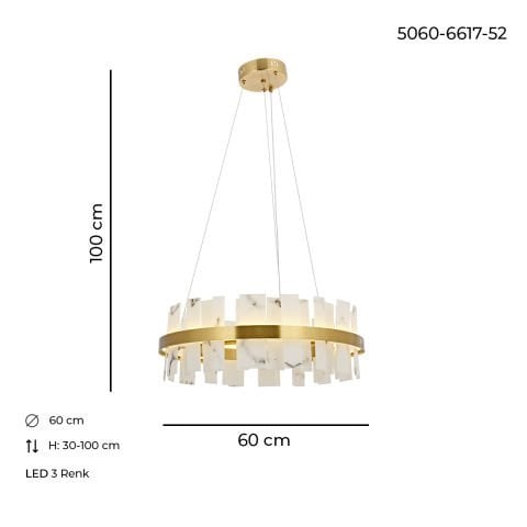 Lustra Led HubRom, BIANCA Antiq 5060-6617-52 60x60xHmax100 cm Lumina Calda,Rece,Neutra