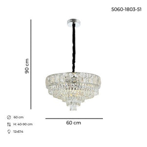 Lustra Cristal HubRom, BILGE 5060-1803-51 60x60xHmax90 cm 12xE14-40W Crom