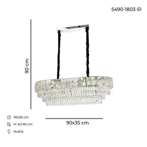 Lustra Cristal HubRom, BILGE 5490-1803-51 90x35xHmax90 cm 14xE14-40W Crom